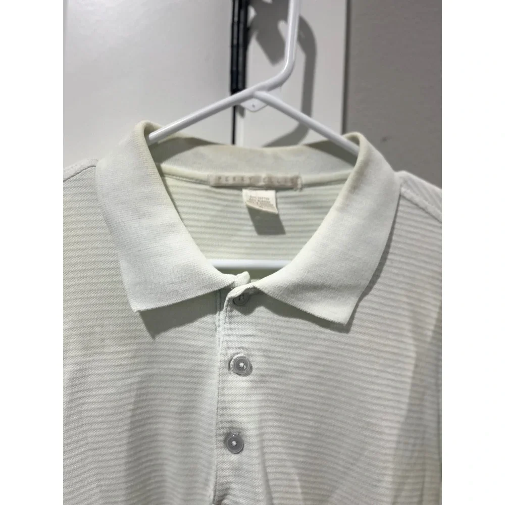 Perry Ellis Womens XL Light Green Ribbed 100% Cotton Short Sleeve Polo Shirt - Picture 6 of 6